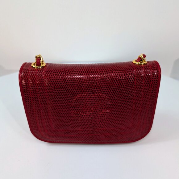 Chanel Rare Vintage Red Lizard Leather Mini Rectangular Flap Bag - Picture 10 of 16